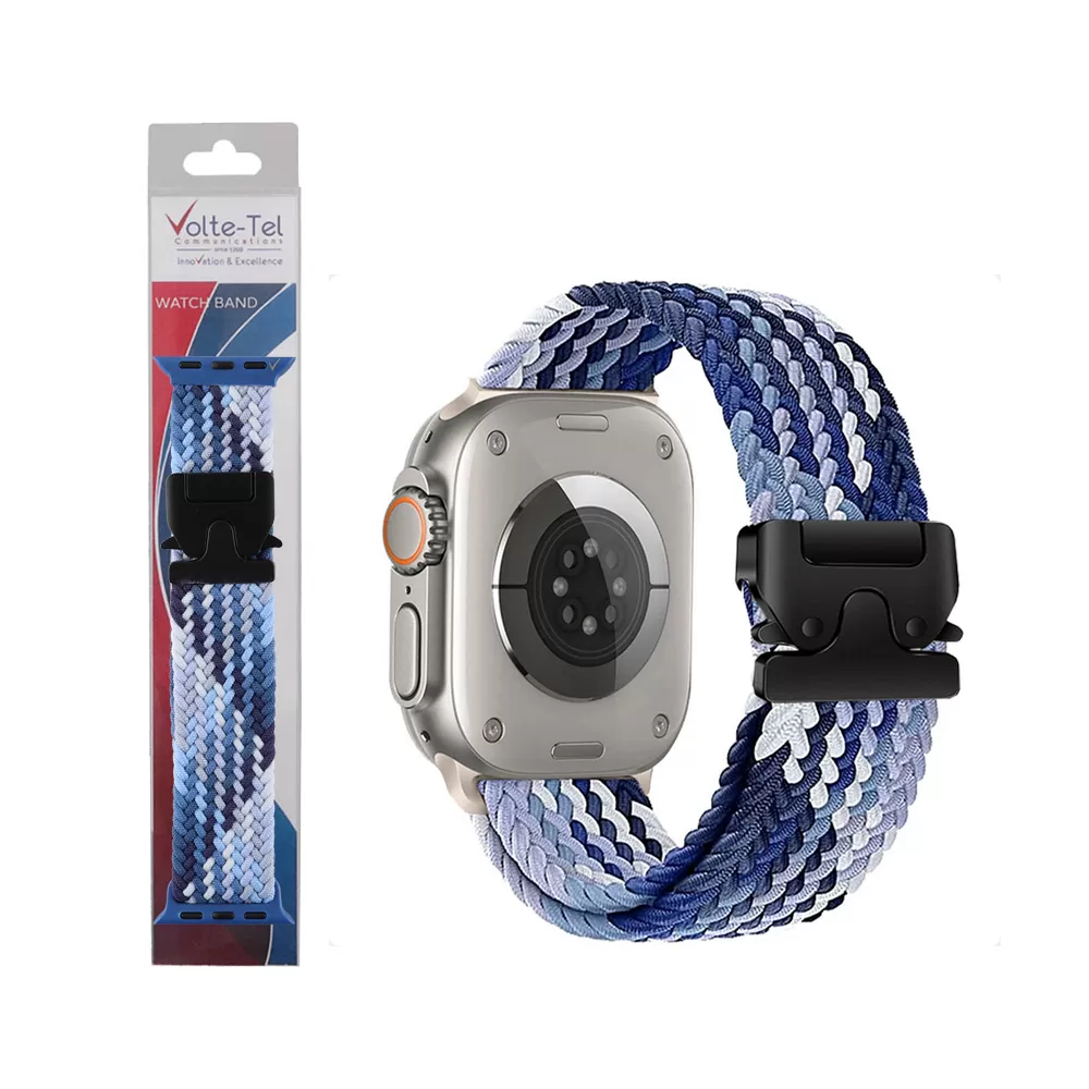VOLTE-TEL VT144 ΛΟΥΡΑΚΙ ΡΟΛΟΓΙΟΥ ΣΥΜΒΑΤΟ ΜΕ APPLE WATCH 42/44/45/46/49mm BRAIDED PARACHUTE BUCKLE BLUE-WHITE