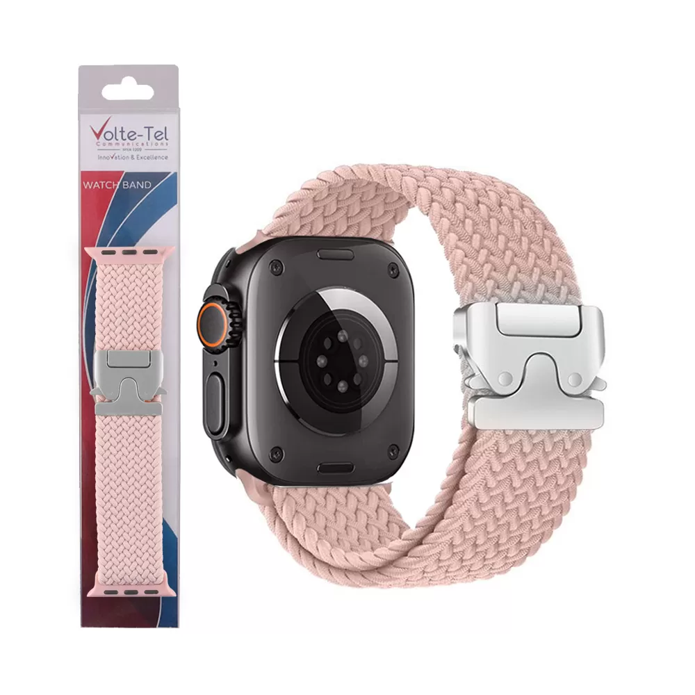 VOLTE-TEL VT144 ΛΟΥΡΑΚΙ ΡΟΛΟΓΙΟΥ ΣΥΜΒΑΤΟ ΜΕ APPLE WATCH 42/44/45/46/49mm BRAIDED PARACHUTE BUCKLE PINK