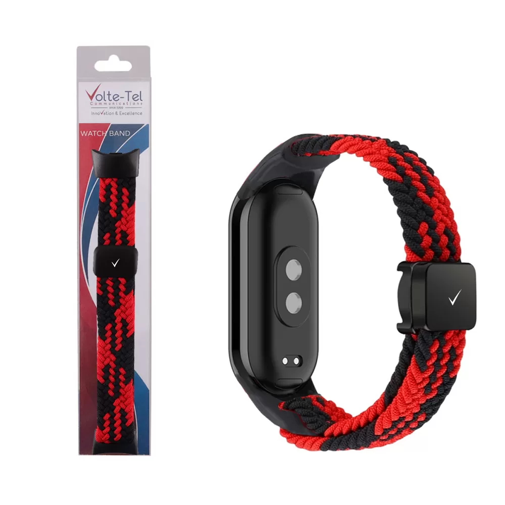 VOLTE-TEL VT148 ΛΟΥΡΑΚΙ ΡΟΛΟΓΙΟΥ XIAOMI SMART BAND 8/ 9/ 10 BRAIDED MAGNETIC BUCKLE BLACK-RED