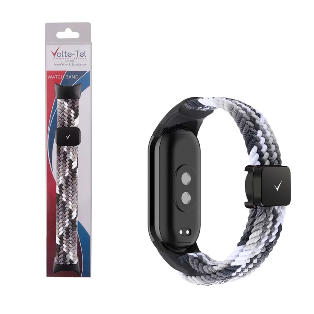 VOLTE-TEL VT148 ΛΟΥΡΑΚΙ ΡΟΛΟΓΙΟΥ XIAOMI SMART BAND 8/ 9/ 10 BRAIDED MAGNETIC BUCKLE BLACK-WHITE