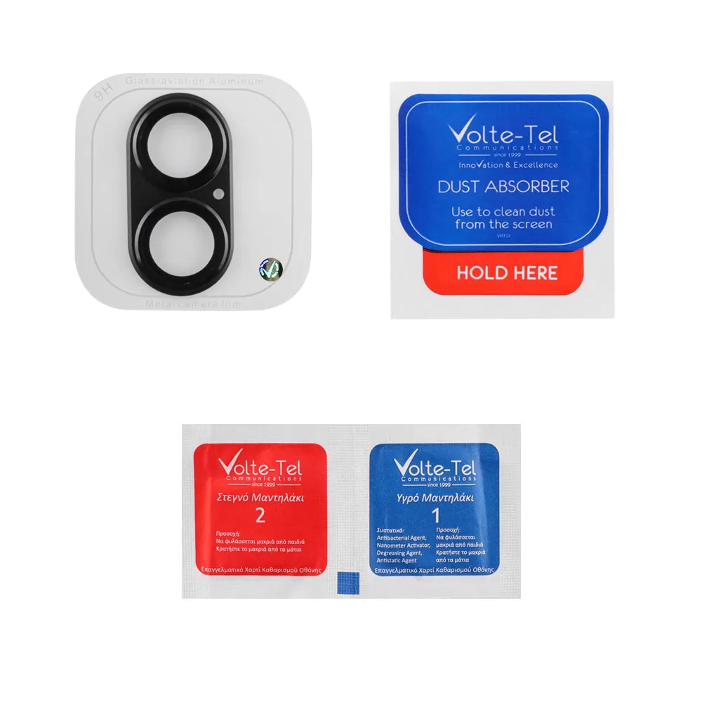 VOLTE-TEL CAMERA GLASS COVER IPHONE 17 6.3in 9H 0.30MM 3D AR ALUMINIUM-ELECTROPLATING FRAME BLACK - Image 3