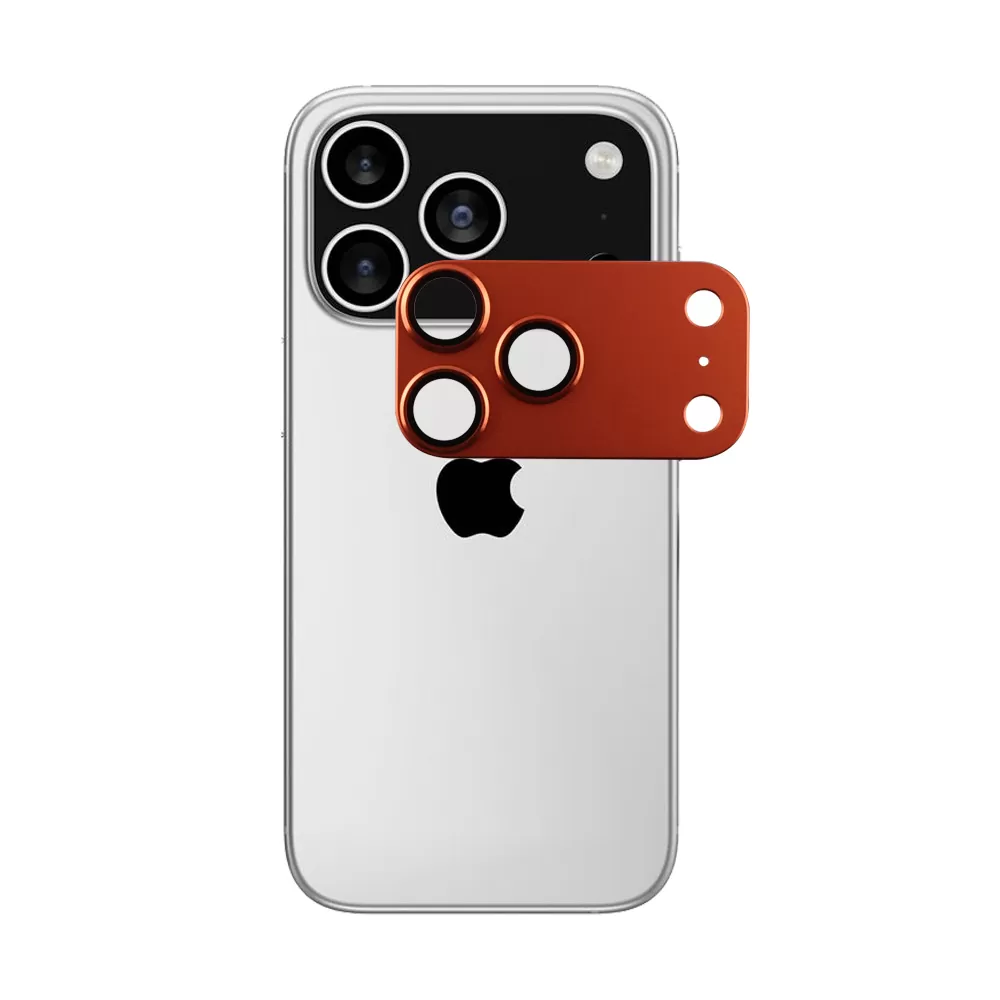 VOLTE-TEL CAMERA GLASS COVER IPHONE 17 PRO 6.3in 9H 0.30MM 3D AR ALUMINIUM-ELECTROPLATING FRAME ORANGE - Image 5