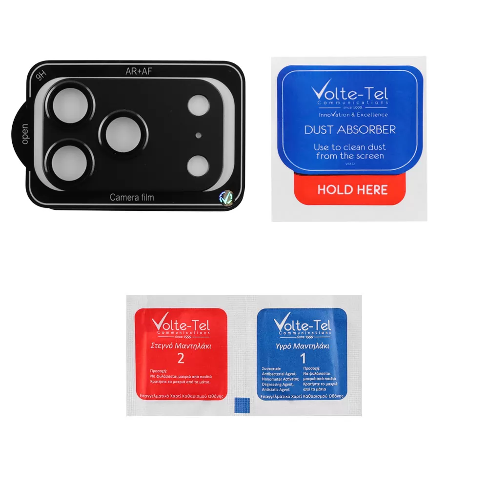 VOLTE-TEL CAMERA GLASS COVER IPHONE 17 PRO 6.3in 9H 0.30MM 3D AR ALUMINIUM-ELECTROPLATING FRAME BLACK - Image 3