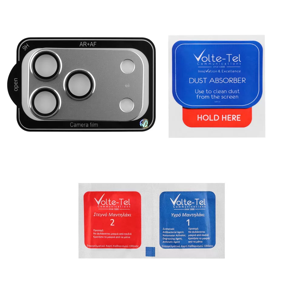 VOLTE-TEL CAMERA GLASS COVER IPHONE 17 PRO MAX 6.9in 9H 0.30MM 3D AR ALUMINIUM-ELECTROPLATING FRAME SILVER - Image 3