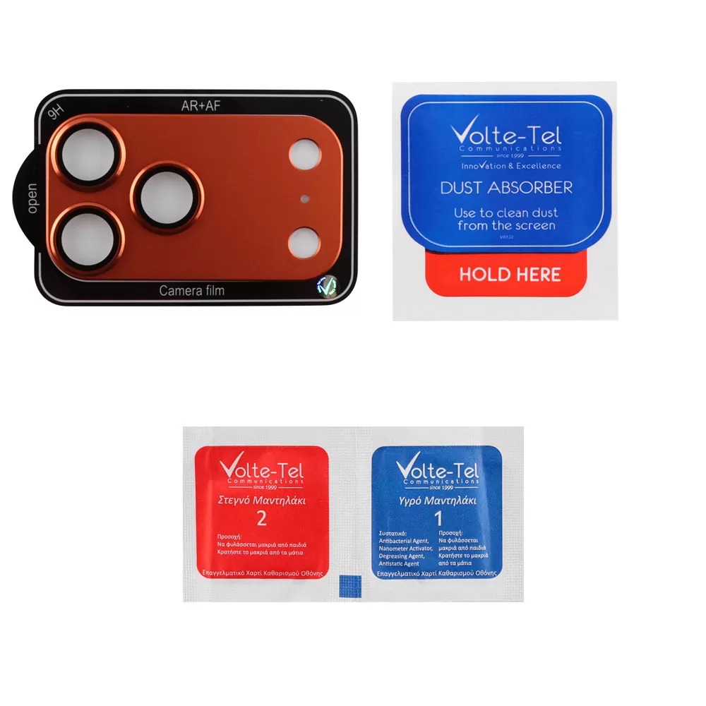 VOLTE-TEL CAMERA GLASS COVER IPHONE 17 PRO MAX 6.9in 9H 0.30MM 3D AR ALUMINIUM-ELECTROPLATING FRAME ORANGE - Image 3