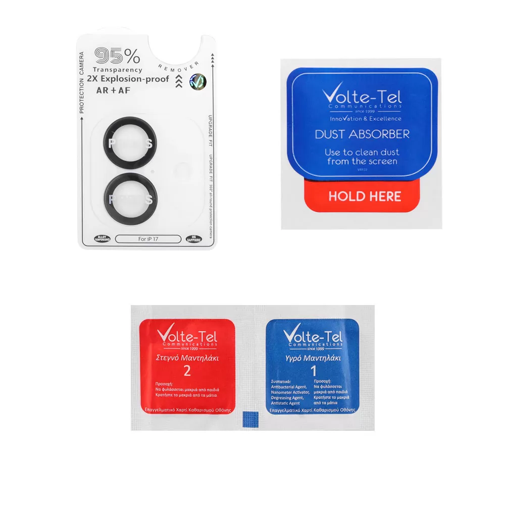 VOLTE-TEL CAMERA GLASS COVER IPHONE 17 6.3in 9H 0.33MM AR PREMIUM EASY APPLICATION BLACK - Image 3