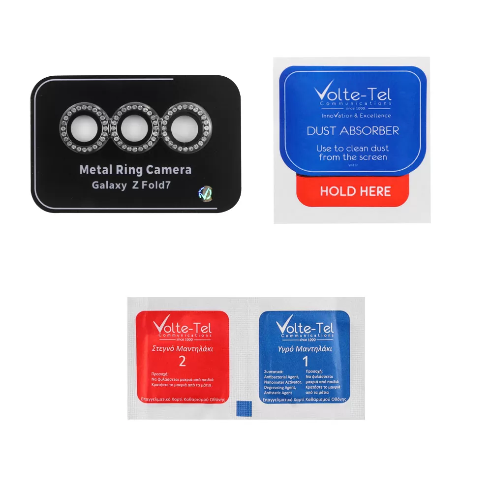 VOLTE-TEL CAMERA GLASS COVER SAMSUNG Z FOLD 7 5G F966 8.0in 9H 0.33MM EASY APPLICATION WITH STRASS BLACK - Image 3