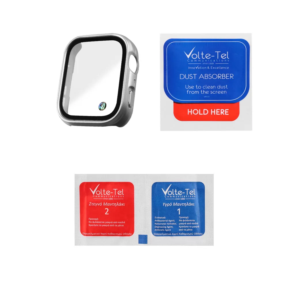 VOLTE-TEL PC EDGE COVER TEMPERED GLASS HUAWEI WATCH FIT 4 1.82in 9H 0.30mm WITH KEY 3D FULL GLUE FULL COVER SILVER - Image 3