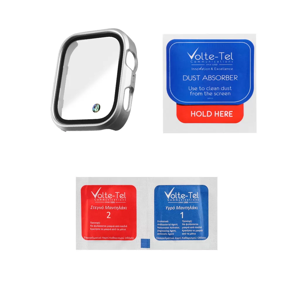 VOLTE-TEL PC EDGE COVER TEMPERED GLASS HUAWEI WATCH FIT 4 PRO 45mm 1.82in 9H 0.30mm WITH KEY 3D FULL GLUE FULL COVER SILVER - Image 3