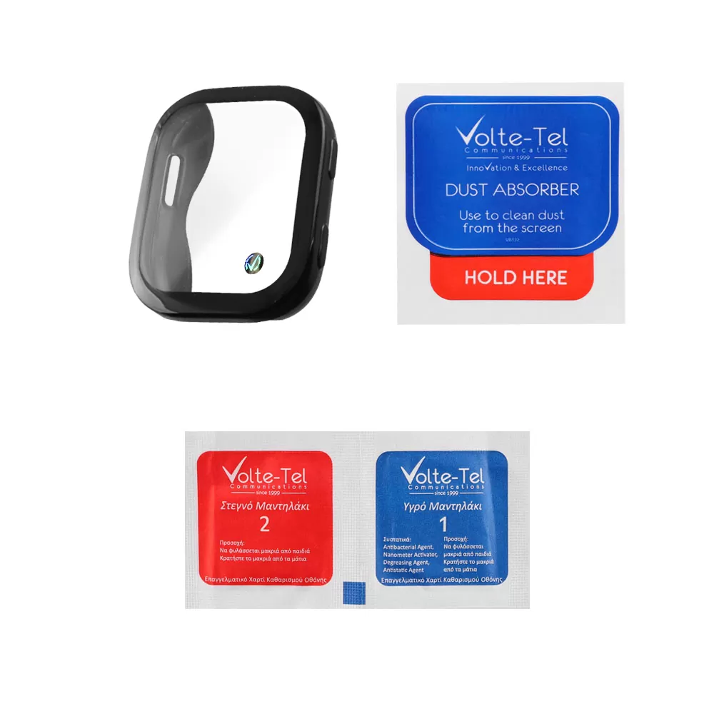 VOLTE-TEL TEMPERED GLASS AMAZFIT BIP 6 46mm 1.97in 9H 0.30mm EDGE WITH KEY 3D FULL COVER BLACK - Image 3