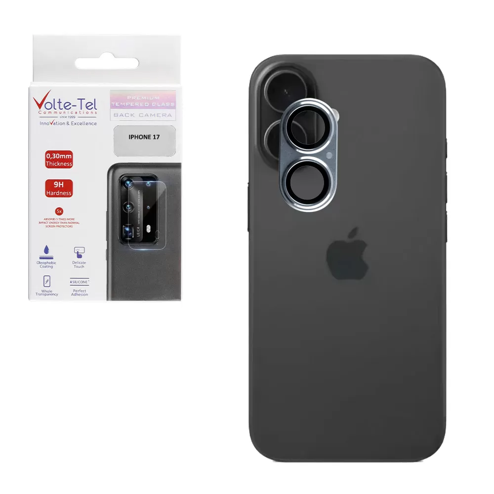 VOLTE-TEL CAMERA GLASS COVER IPHONE 17 6.3in 9H 0.30MM 3D AR ALUMINIUM-ELECTROPLATING FRAME BLUE