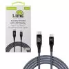 LIME USB-C TYPE C TO USB-C TYPE C 6A ΦΟΡΤΙΣΗΣ-DATA DURABLE BRAIDED WITH LED DISPLAY 1.2m LBLCC02 120W GREY