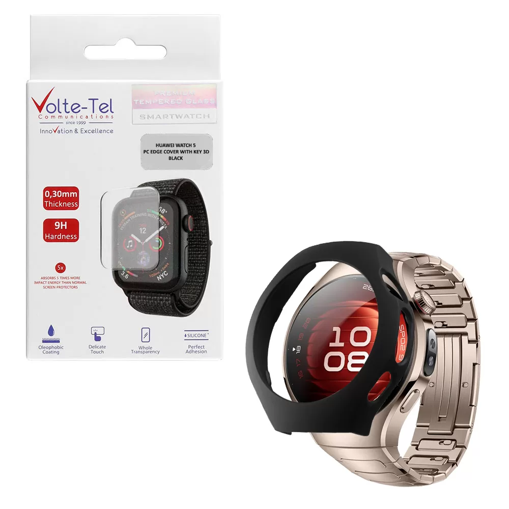 VOLTE-TEL PC EDGE COVER HUAWEI WATCH 5 42mm 1.38in 9H 0.30mm WITH KEY 3D BLACK