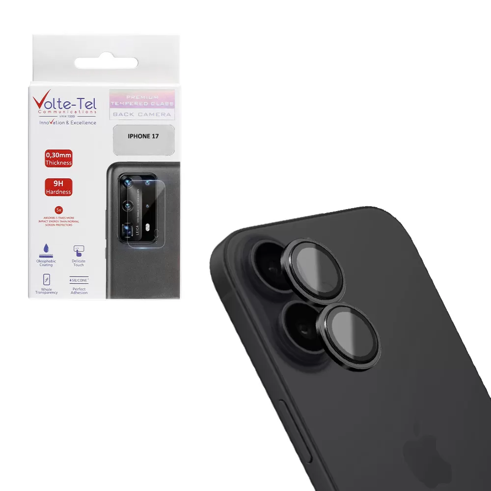 VOLTE-TEL CAMERA GLASS COVER IPHONE 17 6.3in 9H 0.33MM AR PREMIUM EASY APPLICATION BLACK