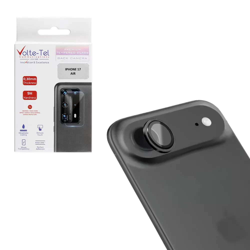 VOLTE-TEL CAMERA GLASS COVER IPHONE 17 AIR 6.5in 9H 0.33MM AR PREMIUM EASY APPLICATION BLACK