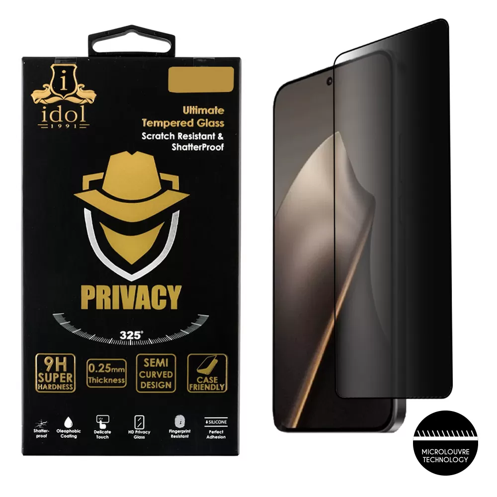 IDOL 1991 PRIVACY ANTISPY TEMPERED GLASS XIAOMI 15T 5G 6.83in 9H 0.25mm SEMI CURVED FULL GLUE BLACK