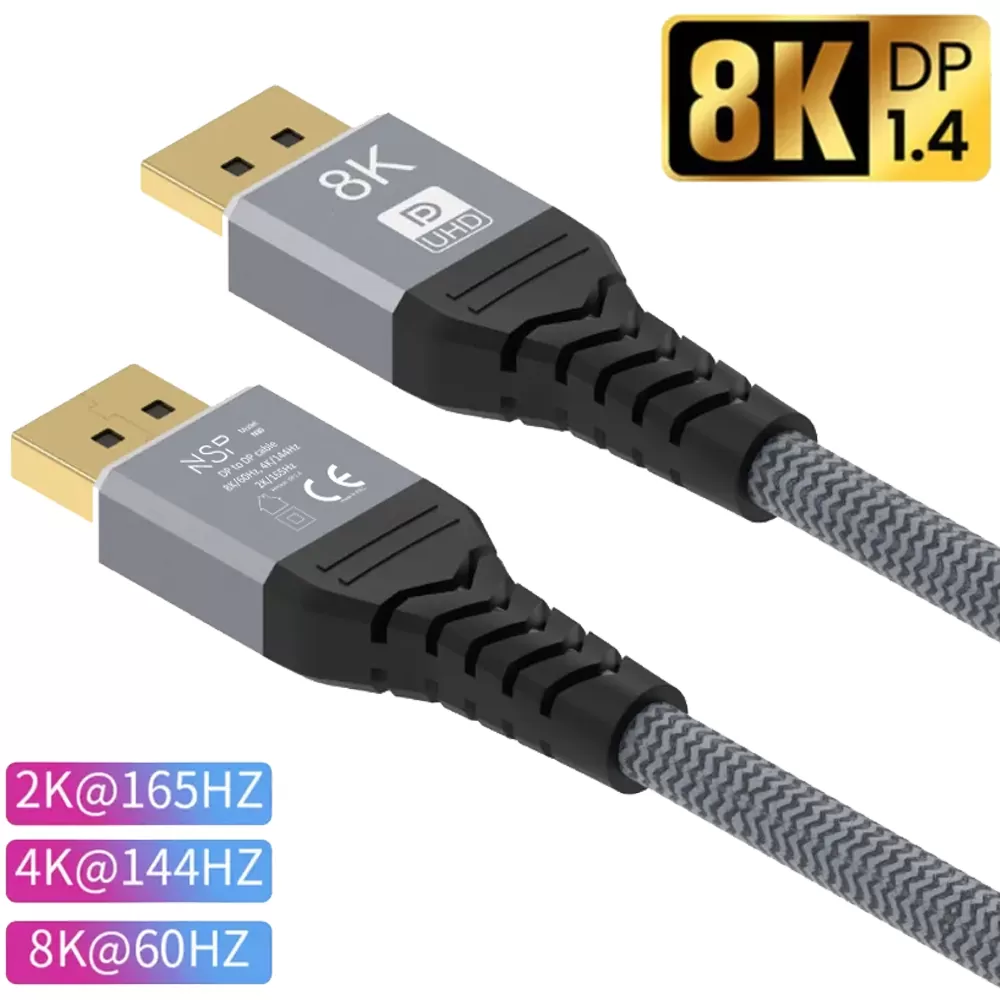 NSP N30 DISPLAY PORT CABLE TO DISPLAY PORT V1.4 8K/60HZ 4K/144HZ 2K/165HZ V.DP1.4 1.5m GREY - Image 8