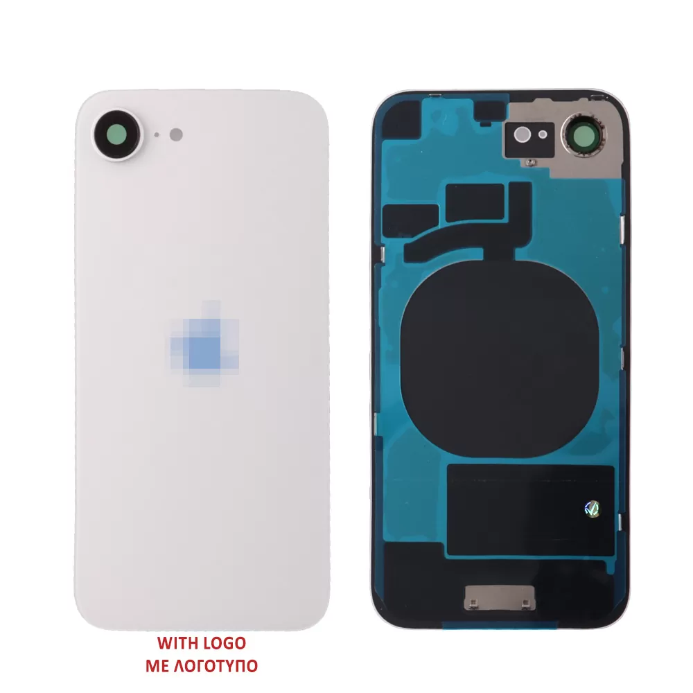 FOR IPHONE 16E BATTERY COVER+ CAMERA LENS+ METAL PLATE+ ΑΥΤΟΚΟΛΛΗΤΗ ΤΑΙΝΙΑ ΑΔΙΑΒΡΟΧΟΠΟΙΗΣΗΣ WHITE