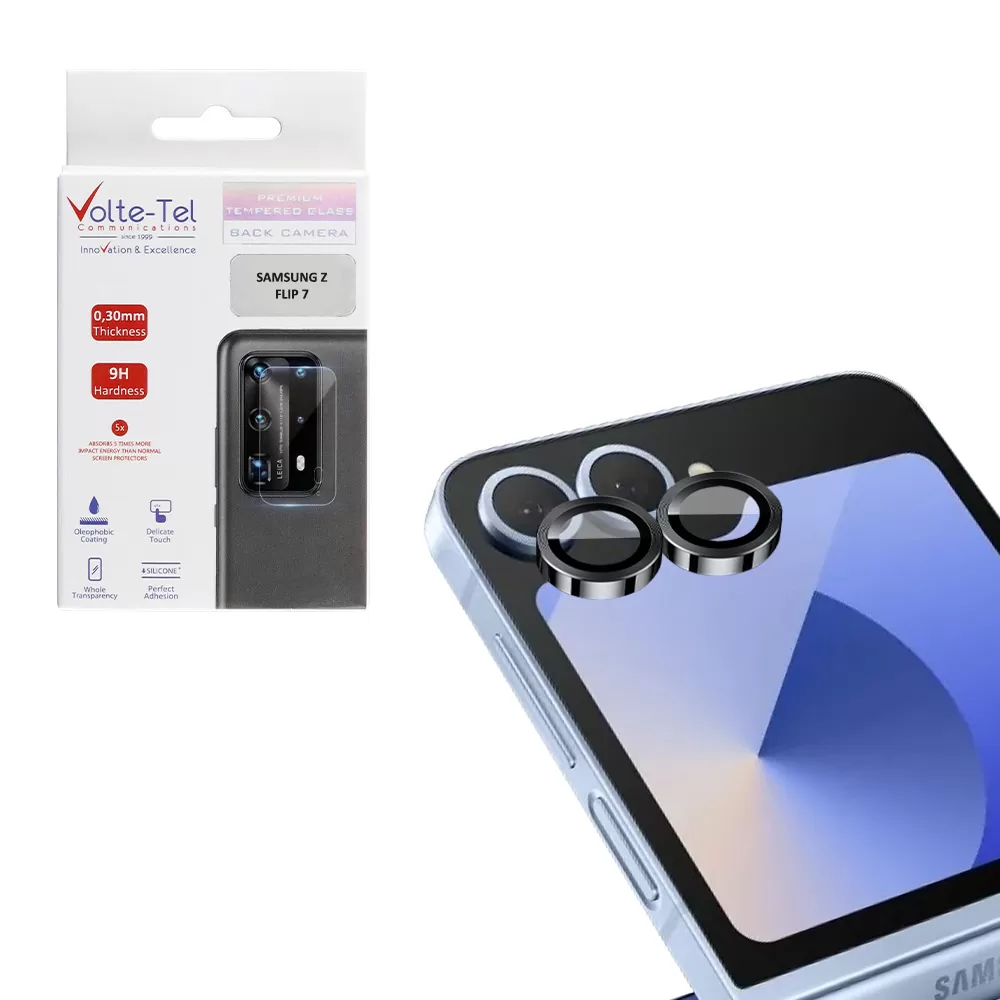 VOLTE-TEL CAMERA GLASS COVER SAMSUNG Z FLIP 7 5G F766 6.9in 9H 0.33MM EASY APPLICATION BLACK