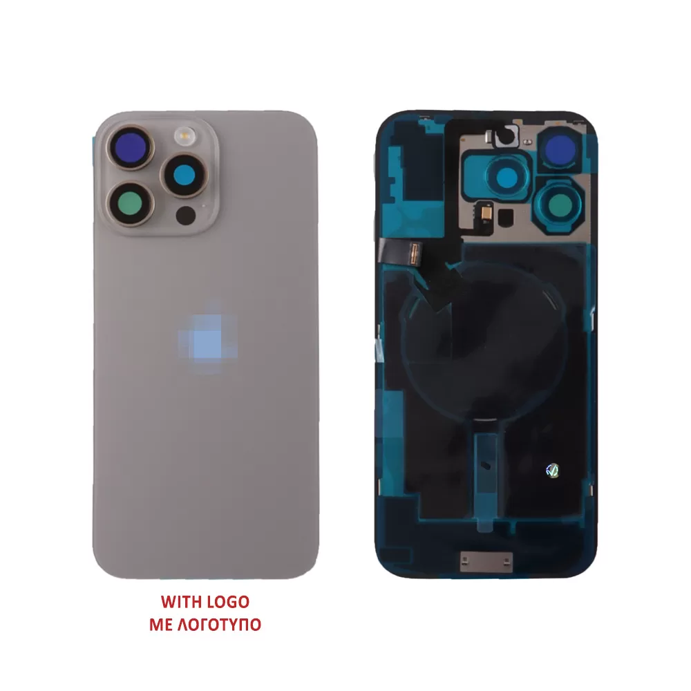 FOR IPHONE 16 PRO BATTERY COVER + CAMERA LENS + METAL PLATE + FLASHLIGHT + CHARGING FLEX + NFC TITANIUM NATURAL