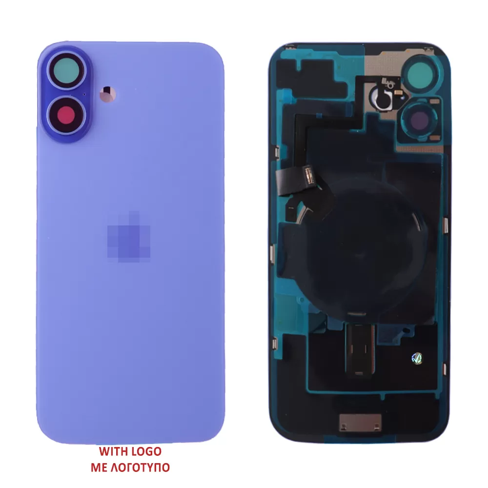 FOR IPHONE 16 BATTERY COVER + CAMERA LENS + METAL PLATE + FLASHLIGHT + CHARGING FLEX + NFC ULTRAMARINE