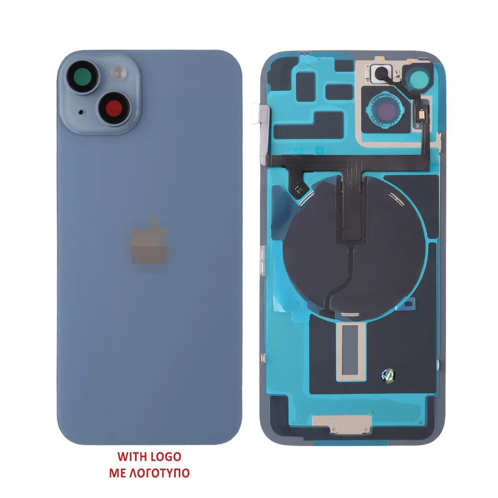 FOR IPHONE 14 PLUS BATTERY COVER + CAMERA LENS + METAL PLATE + FLASHLIGHT + CHARGING FLEX + NFC BLUE