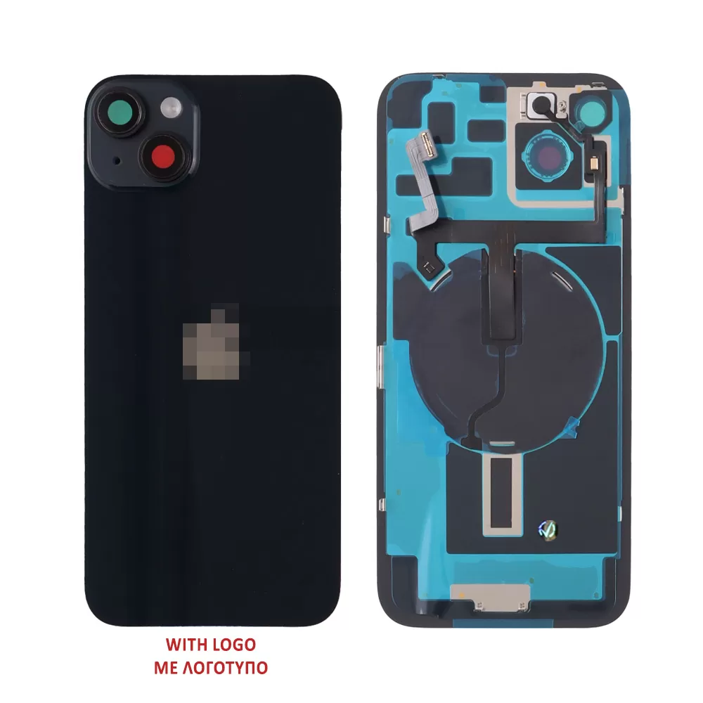 FOR IPHONE 14 BATTERY COVER + CAMERA LENS + METAL PLATE + FLASHLIGHT + CHARGING FLEX + NFC BLACK