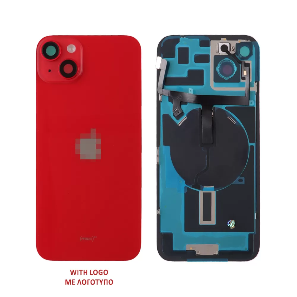 FOR IPHONE 14 BATTERY COVER + CAMERA LENS + METAL PLATE + FLASHLIGHT + CHARGING FLEX + NFC RED