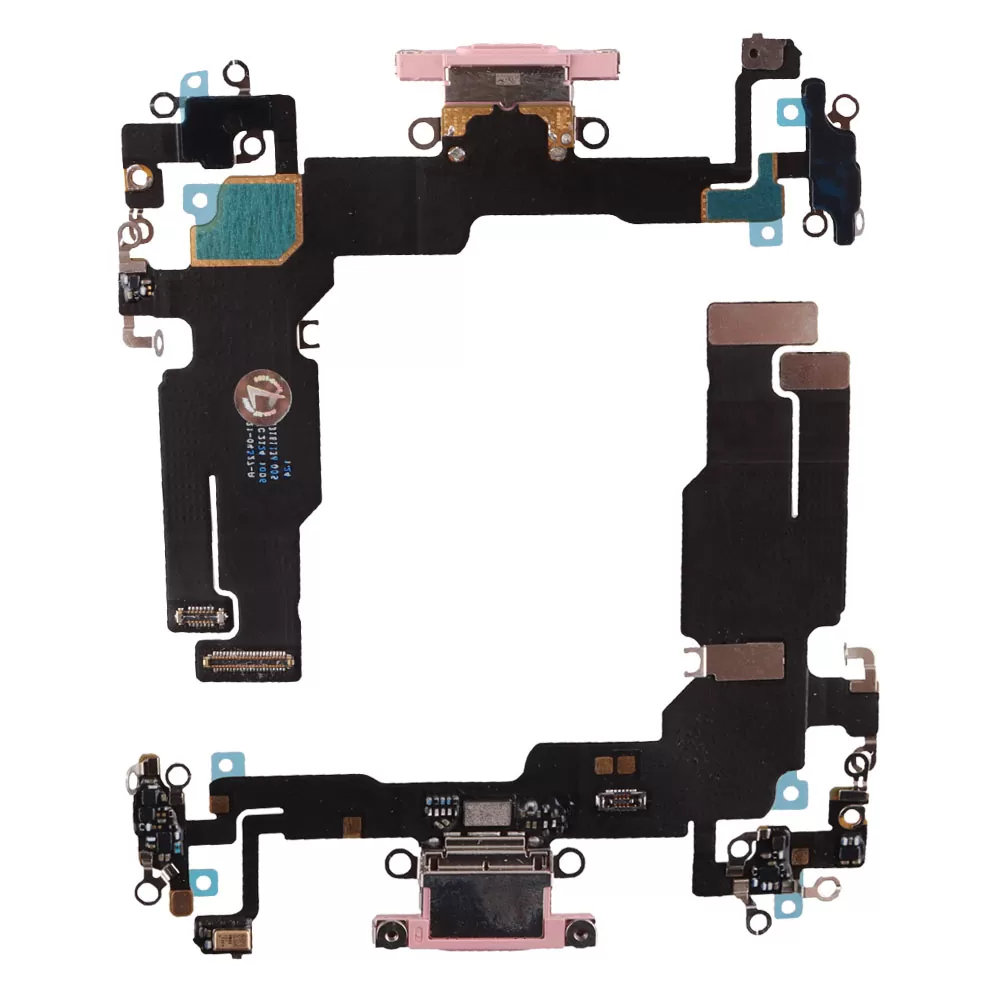 IPHONE 15 (TYPE C) ΚΑΛΩΔΙΟ FLEX ΚΟΝΕΚΤΟΡΑ ΦΟΡΤΙΣΗΣ + AUDIO PORT + ΜΙΚΡΟΦΩΝΟ PINK 3P OR