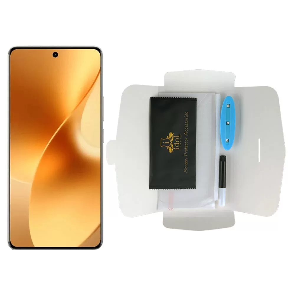 IDOL 1991 UV TEMPERED GLASS REALME 15 PRO 5G 6.8in 9H 0.20mm 10D SEMI WITH GLUE-TOOL FINGER UNLOCK FULL COVER TRANSPARENT - Image 5
