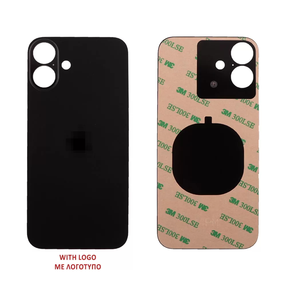 FOR IPHONE 16 PLUS BATTERY COVER + 3M STICKER BLACK 3P OR