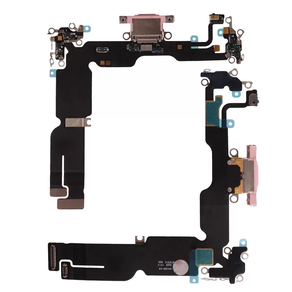 IPHONE 15 PLUS (TYPE C) ΚΑΛΩΔΙΟ FLEX ΚΟΝΕΚΤΟΡΑ ΦΟΡΤΙΣΗΣ + AUDIO PORT + ΜΙΚΡΟΦΩΝΟ PINK 3P OR