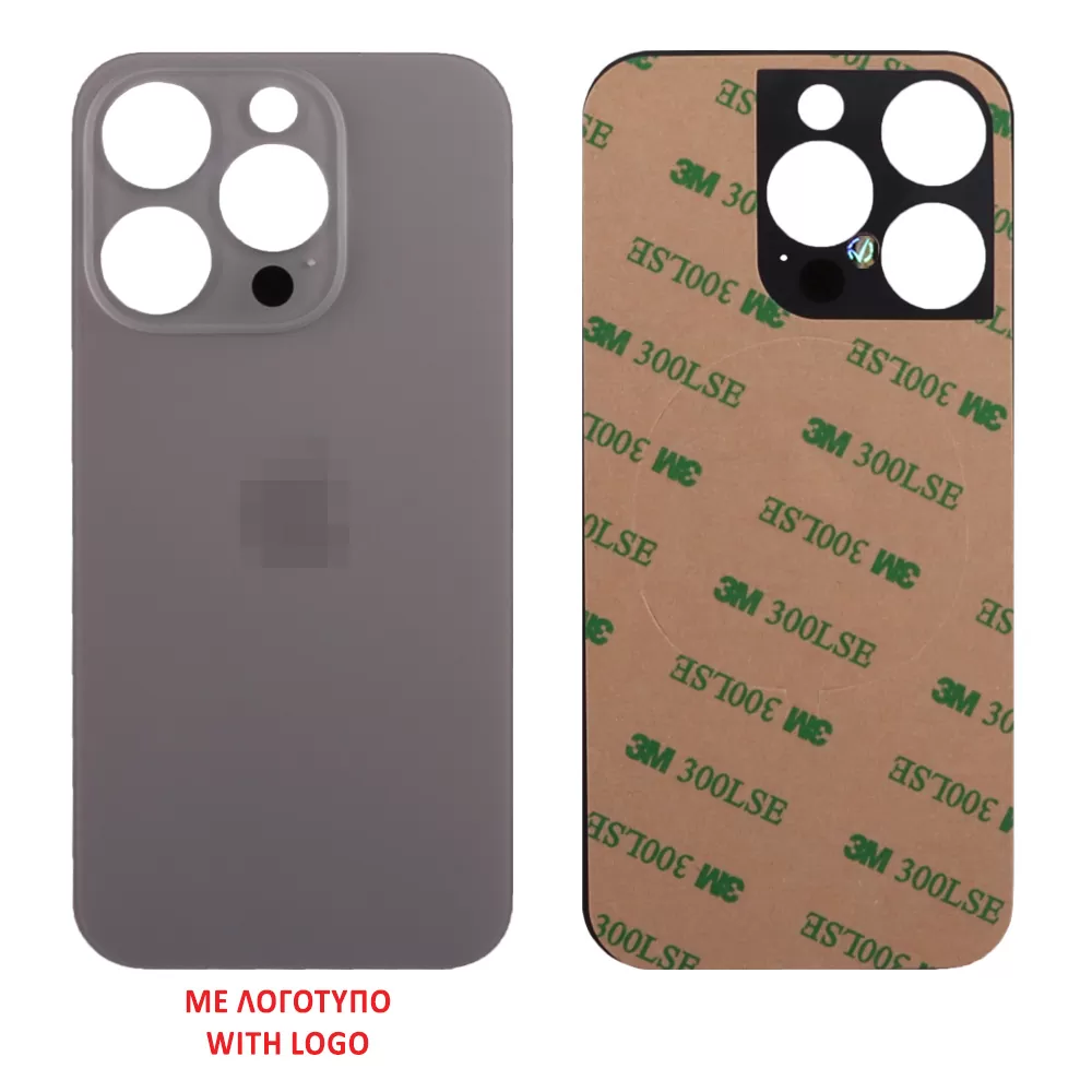 FOR IPHONE 15 PRO BATTERY COVER + 3M STICKER TITANIUM NATURAL 3P OR