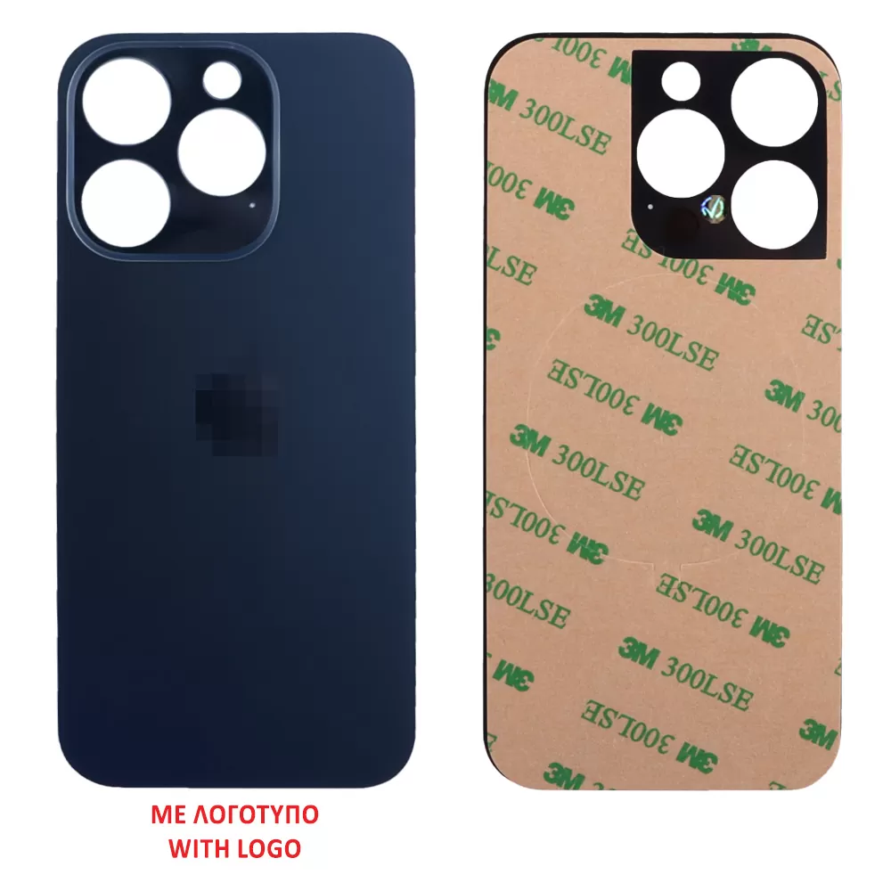 FOR IPHONE 15 PRO BATTERY COVER + 3M STICKER TITANIUM BLUE 3P OR