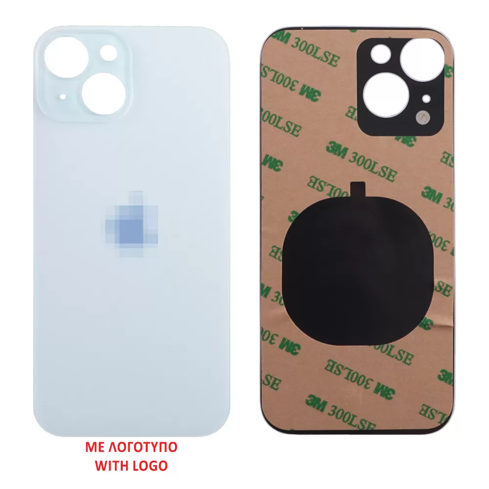 FOR IPHONE 15 PLUS BATTERY COVER + 3M STICKER BLUE 3P OR