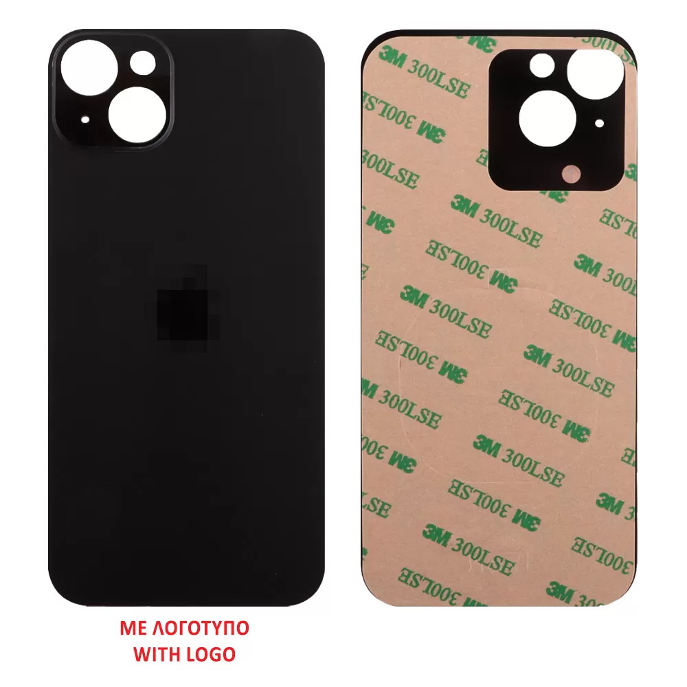FOR IPHONE 15 PLUS BATTERY COVER + 3M STICKER BLACK 3P OR