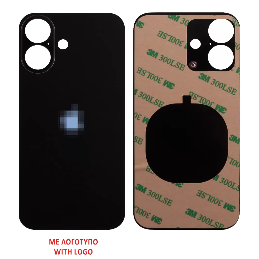 FOR IPHONE 16 BATTERY COVER + 3M STICKER BLACK 3P OR