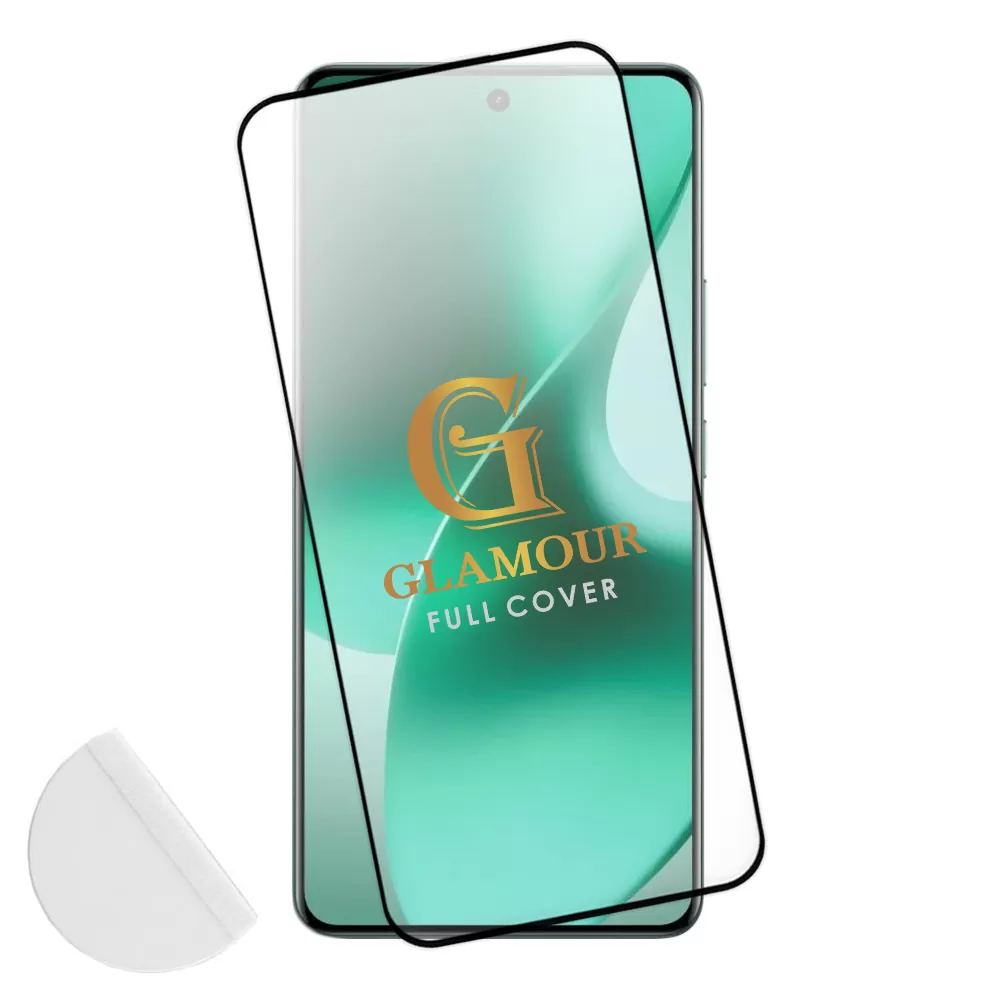 IDOL 1991 GLAMOUR TEMPERED GLASS REALME 15 PRO 5G 6.8in 9H 0.30mm FULL COVER 3D FULL GLUE FINGER UNLOCK BLACK+SQUEEZY CARD