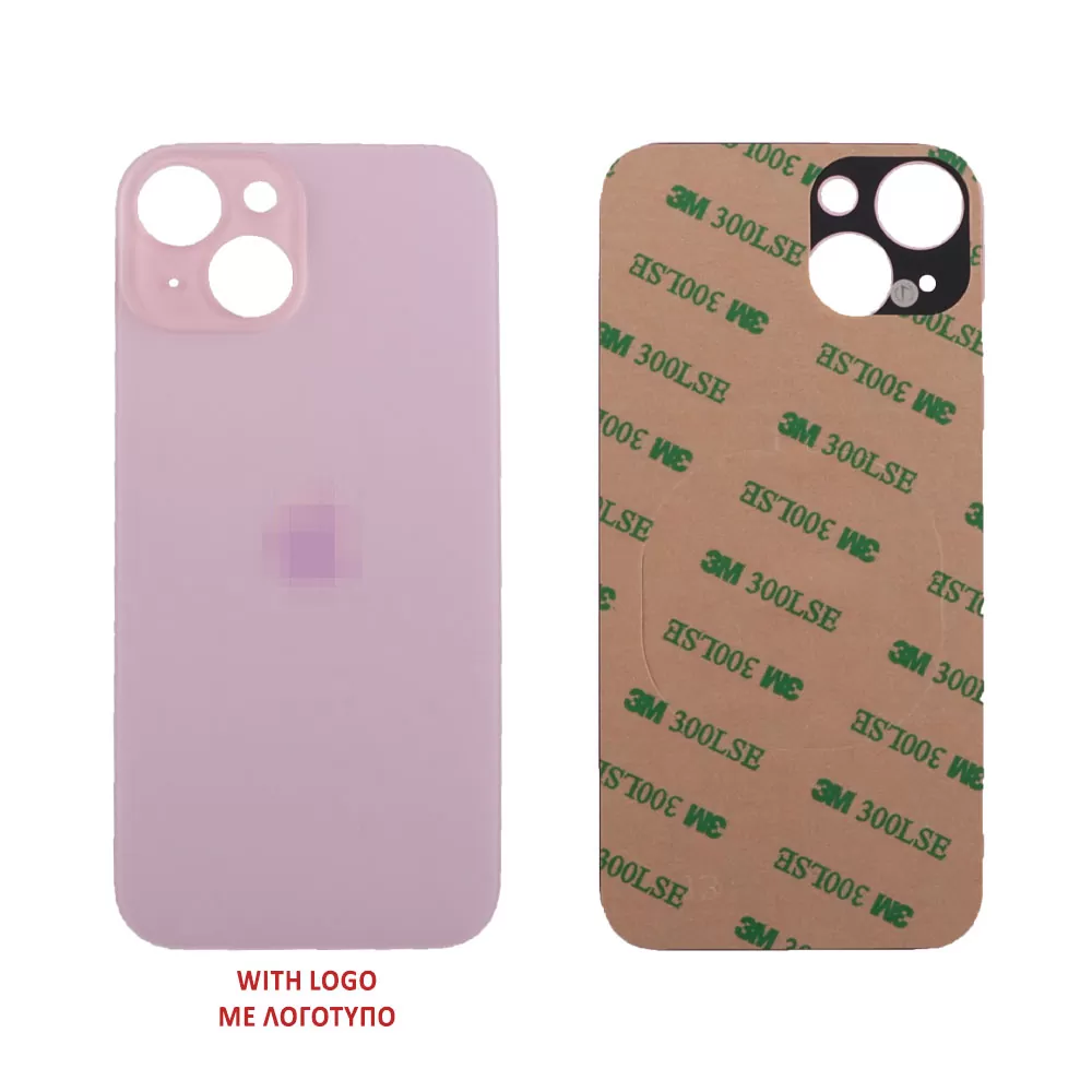 FOR IPHONE 15 BATTERY COVER + 3M STICKER  PINK 3P OR