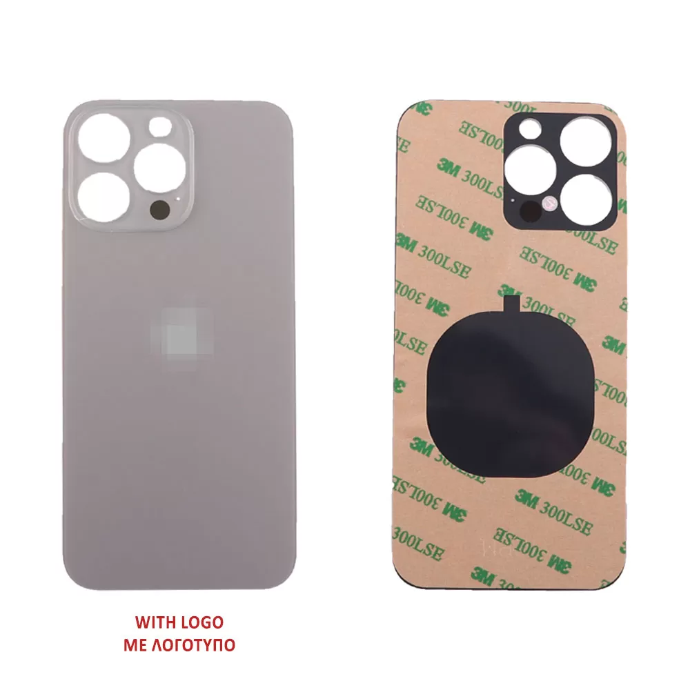FOR IPHONE 15 PRO MAX BATTERY COVER + 3M STICKER TITANIUM NATURAL 3P OR