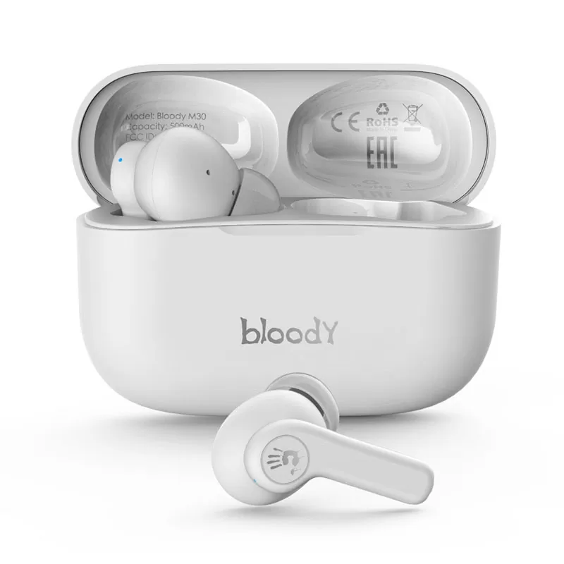 BLOODY BLUETOOTH STEREO M30 TWS HEADSET V5.0 IPX4 ΑΔΙΑΒΡΟΧΑ ΜΕ ΘΗΚΗ ΦΟΡΤΙΣΗΣ - ΜΕΤΑΦΟΡΑΣ WHITE GR - Image 3
