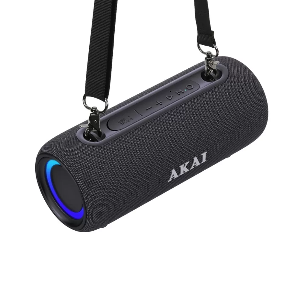 AKAI ABTSW-40 ΦΟΡΗΤΟ ΑΔΙΑΒΡΟΧΟ ΗΧΕΙΟ IPX5 ME ΥΦΑΣΜΑ, BLUETOOTH V5.3 15W, USB, AWS, HANDSFREE, RGB LIGHTS & ΙΜΑΝΤΑ ΩΜΟΥ RMS BLACK - Image 2