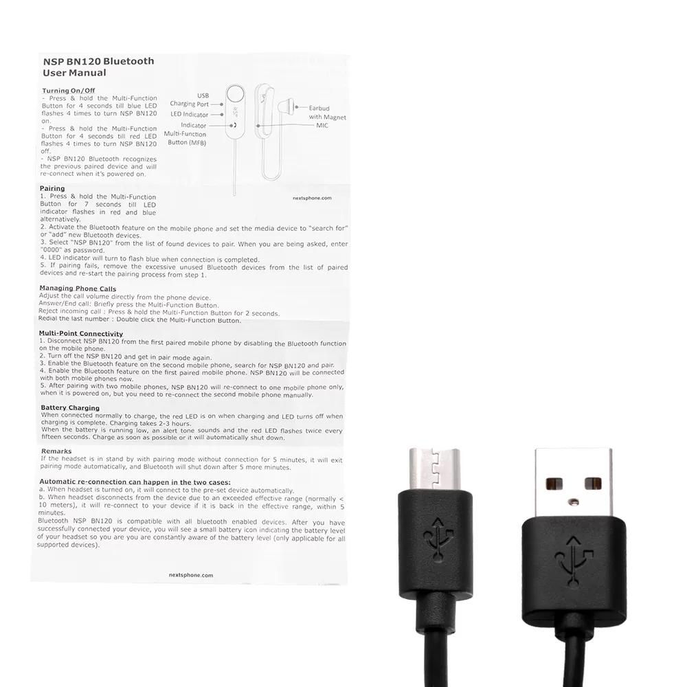NSP BLUETOOTH BN120 MAGNET CLIP ON HEADSET V5.3 (2 ΣΥΣΚΕΥΩΝ) BLACK - Image 4