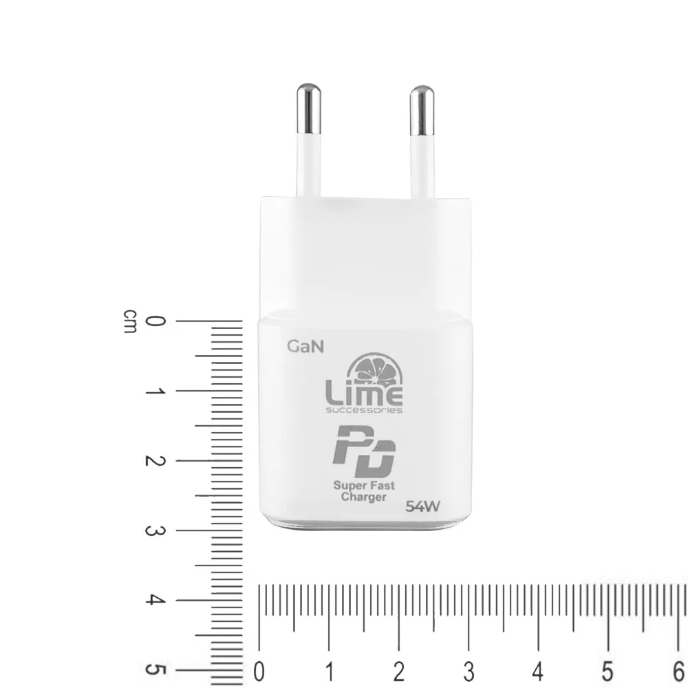 LIME TYPE C GAN PD 3.0 SUPER FAST TRAVEL LTC54W 5V 4.0A/9V 4.0A/ 12V 3.5A/ 15V 3.33A/ 20V 2.7A 54W WHITE - Image 5