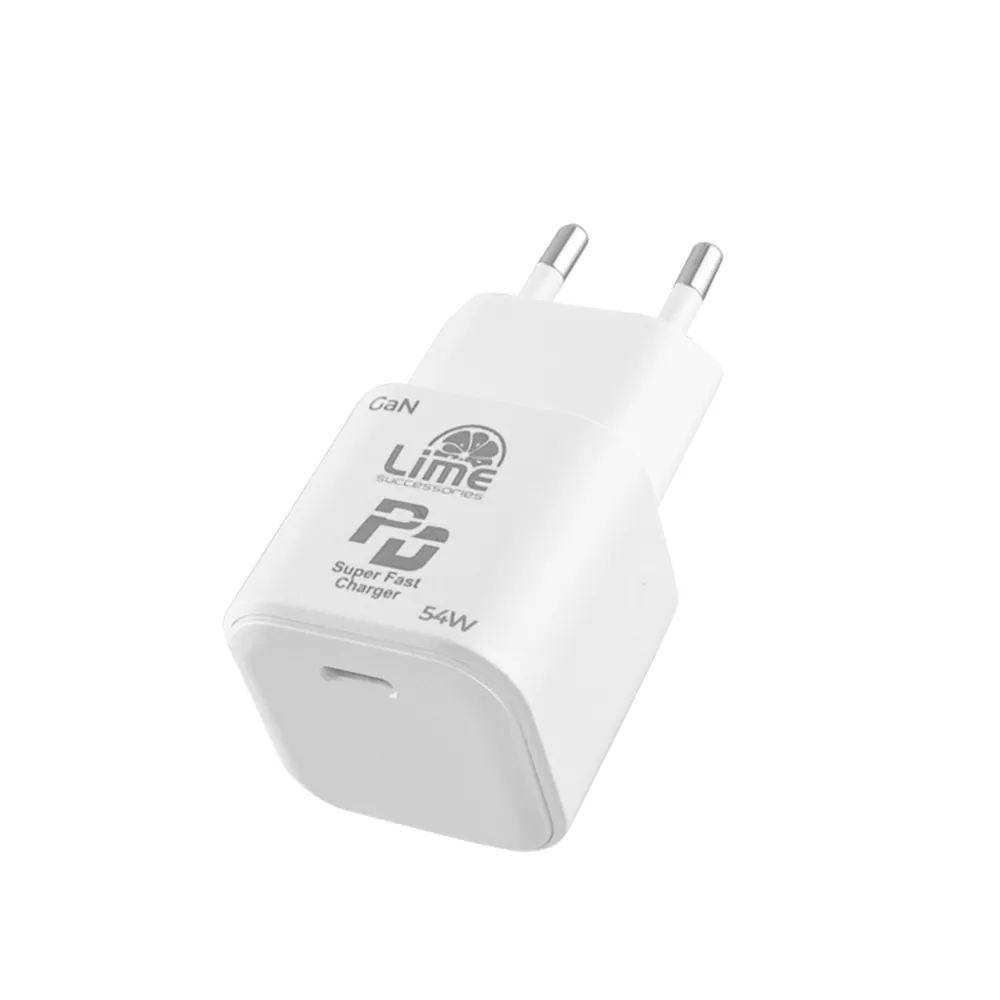 LIME TYPE C GAN PD 3.0 SUPER FAST TRAVEL LTC54W5V-9V 4.0A/12V 3.5A/20V 2.7A 54W +ΦΟΡΤΙΣΗΣ-DATA LCC04 TYPE C TO TYPE C 78W WHITE - Image 9