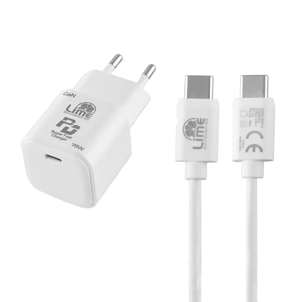 LIME TYPE C GAN PD 3.0 SUPER FAST TRAVEL LTC78W 5V-15V 4.0A/ 20V 3.9A 78W+ ΦΟΡΤΙΣΗΣ-DATA LCC04 TYPE C TO TYPE C 78W WHITE - Image 10