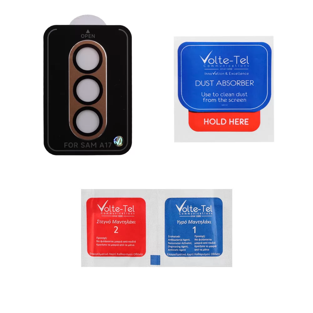 VOLTE-TEL CAMERA GLASS COVER SAMSUNG A17 4G A175/A17 5G Α176 6.7in 9H 0.30MM 3D AR ALUMINIUM-ELECTROPLATING FRAME GOLD - Image 3