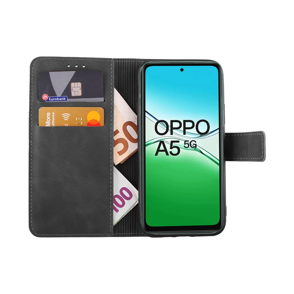 LIME ESSENTIAL ΘΗΚΗ OPPO A5 5G 6.67in  MAGNET BOOK STAND CLIP GREY - Image 5