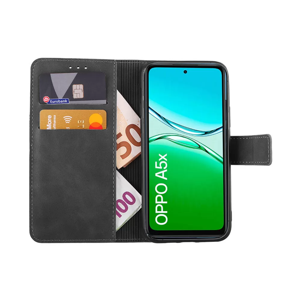 LIME ESSENTIAL ΘΗΚΗ OPPO A5x 4G 6.67in  MAGNET BOOK STAND CLIP GREY - Image 5