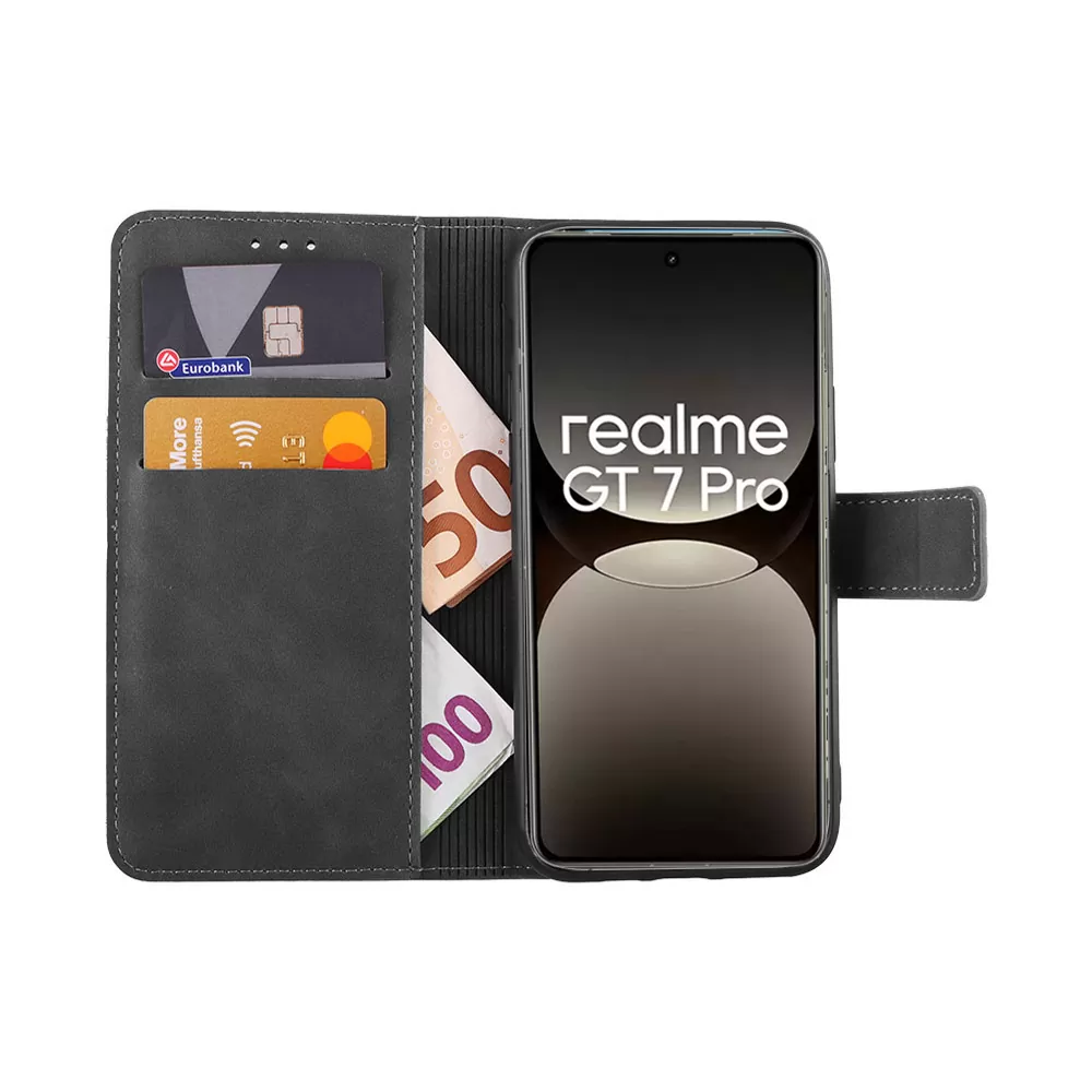 LIME ESSENTIAL ΘΗΚΗ REALME GT 7 PRO 5G 6.78in  MAGNET BOOK STAND CLIP GREY - Image 5